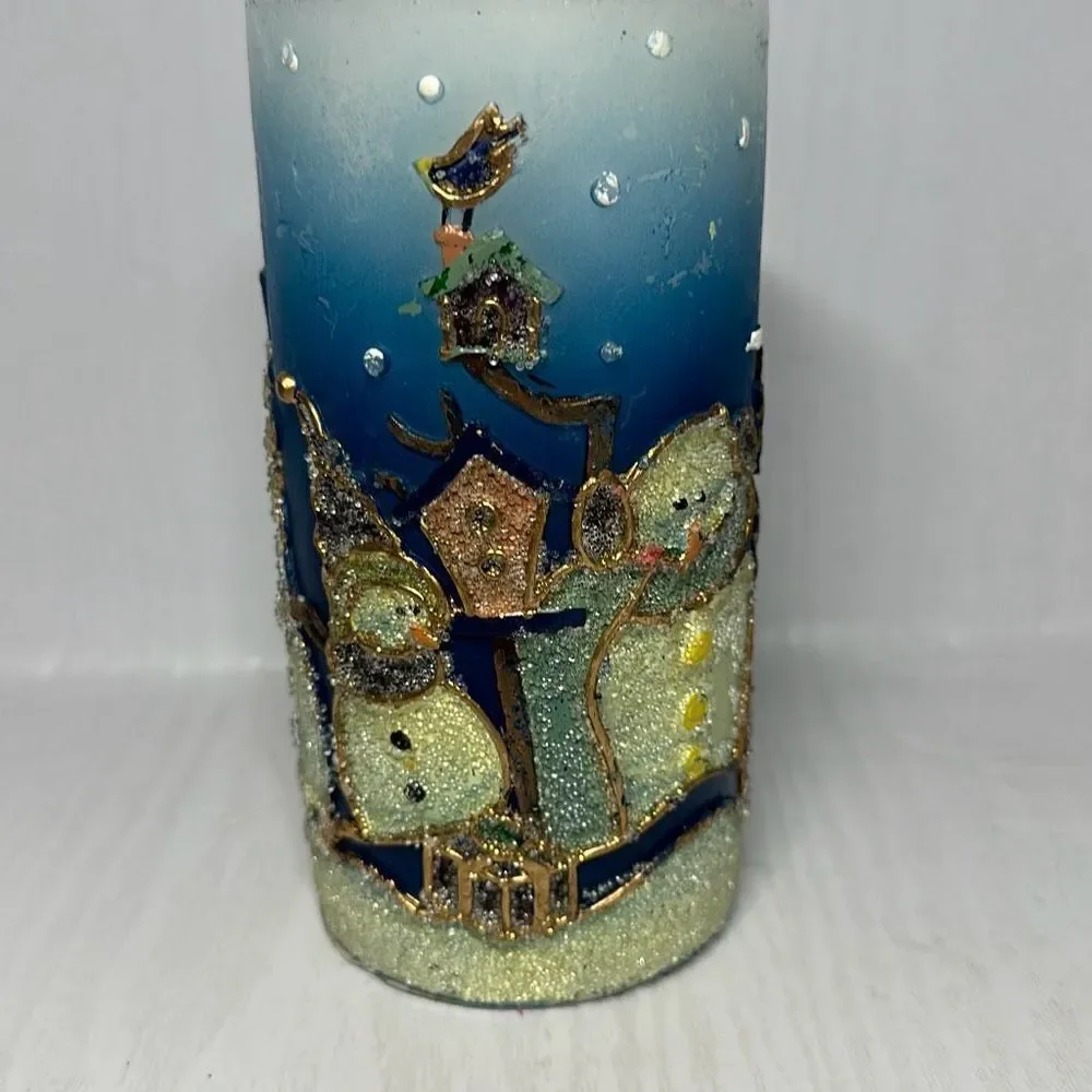 Christmas SUGARED SNOWMAN CANDLE Wax Christmas Holiday‎ Let It Snow